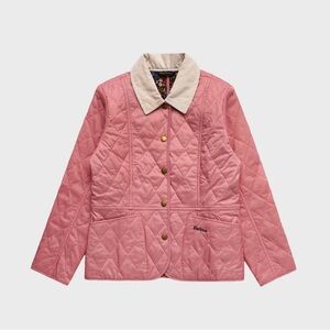 BARBOUR GIRLS' QUILTED LIDDESDALE JACKET with White Collar. Style: GQU0091PI39